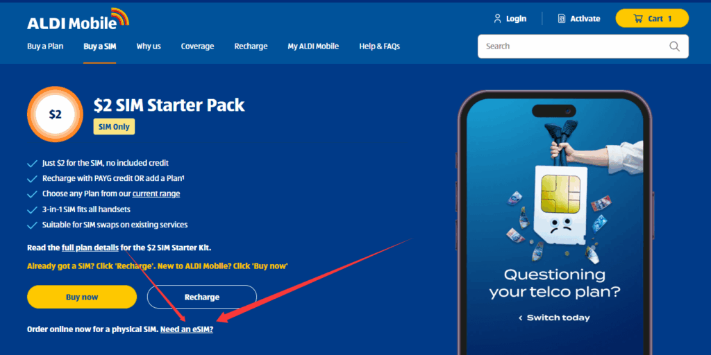 图片[1]-澳洲ALDI Mobile eSIM保号卡购买+使用【2025.10更新：免实名验证】-海外云居民